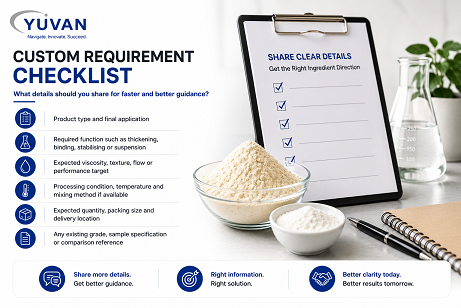 Custom formulation requirement checklist